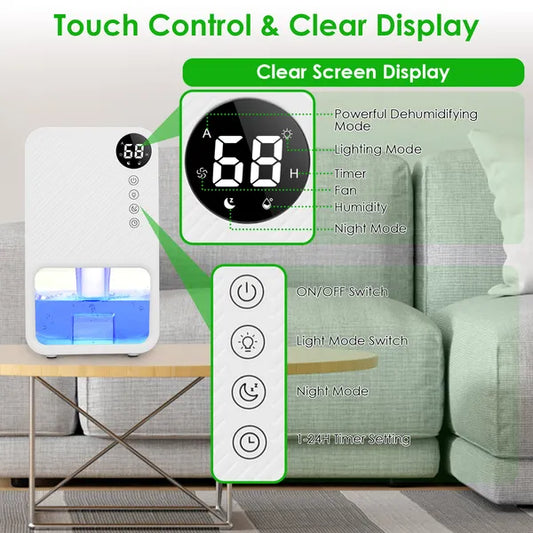 Dehumidifier With Sleep Mode, 1-24H Timer & 7-Color Lighting