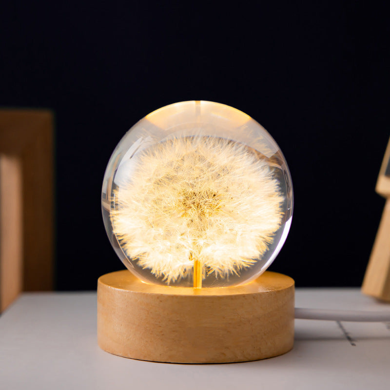 Luminous 3D Dandelion Crystal Balls