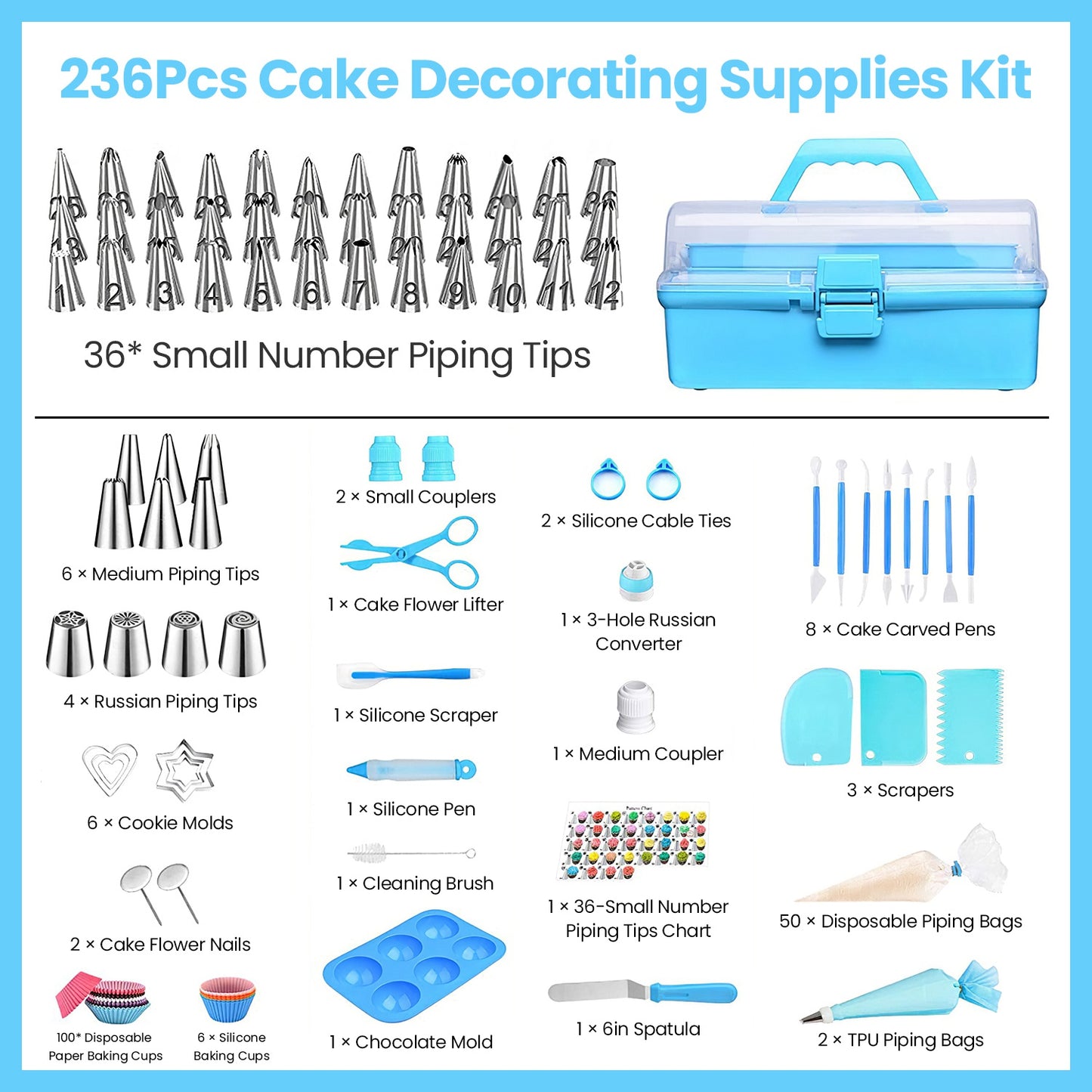 Cake Decorating & Baking Accessories, 236 Pcs With Storage Box