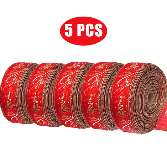5 Christmas Red Ribbon Rolls