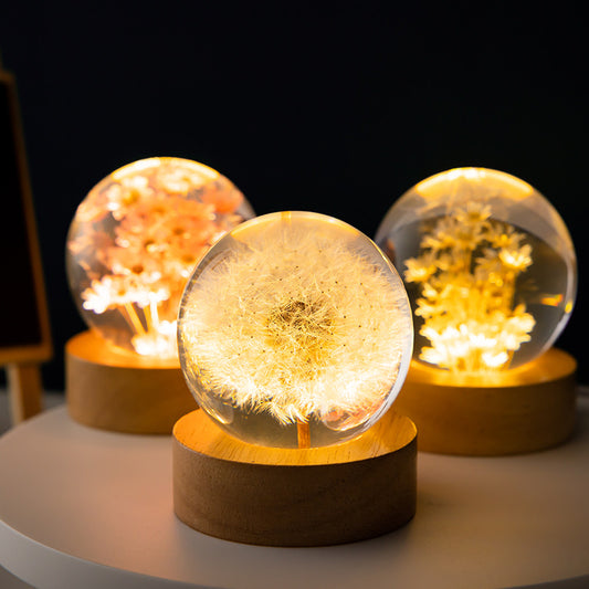 Luminous 3D Dandelion Crystal Balls